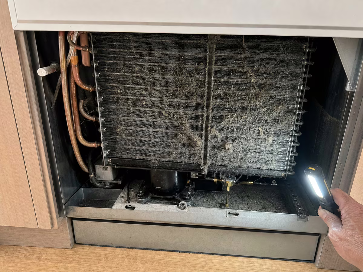 Coastal salt corrosion on a Sub-Zero condenser from a waterfront Mill Valley home